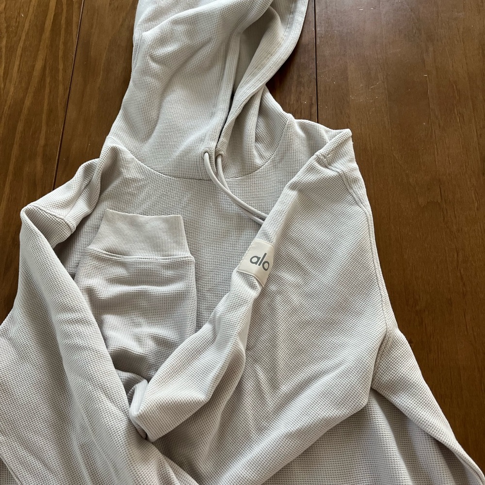 ALO Yoga Cream Knit Hoodie Sweatshirt